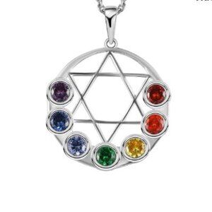 Seven Chakar Simulated Multi Diamond Pendant/Necklace